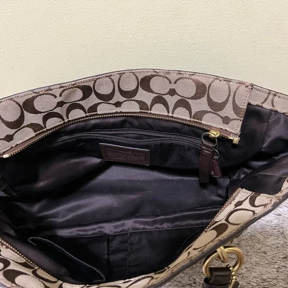 SOLD - Coach Gallery Signature Zip Khaki Mahogany Tote - Picture 8 of 10